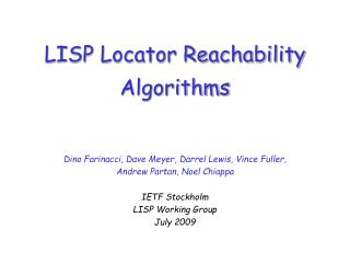 LISP Locator Reachability Algorithms