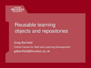 Reusable learning objects and repositories