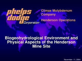 Climax Molybdenum Company Henderson Operations