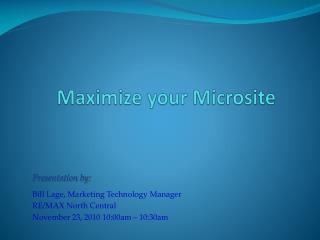 Maximize your Microsite