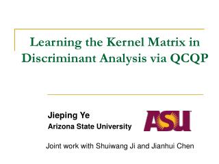 Learning the Kernel Matrix in Discriminant Analysis via QCQP