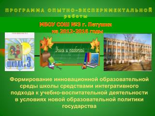 ПРОГРАММА ОПЫТНО-ЭКСПЕРИМЕНТАЛЬНОЙ работы МБОУ СОШ №3 г. Петушки на 2012-2016 годы