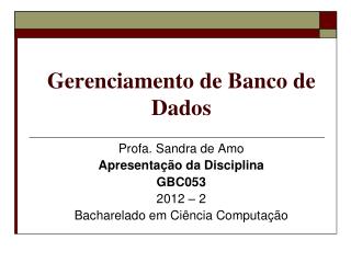 Gerenciamento de Banco de Dados