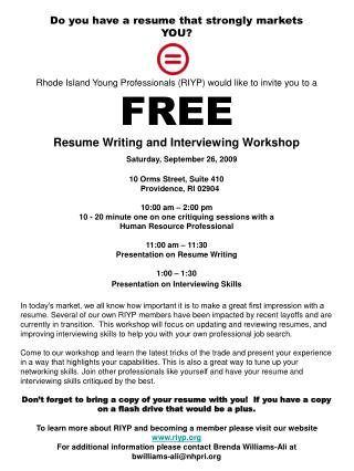 Resume Workshop flyer