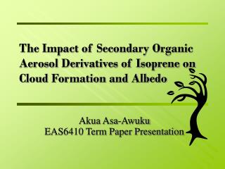 The Impact of Secondary Organic Aerosol Derivatives of Isoprene on Cloud Formation and Albedo