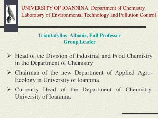 UNIVERSITY OF IOANNINA, Department of Chemistry