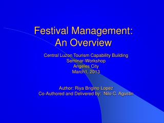 Festival Management: An Overview