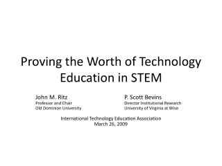 Proving the Worth of Technology Education in STEM