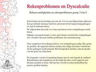 Rekenproblemen en Dyscalculie