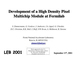 Development of a High Density Pixel Multichip Module at Fermilab