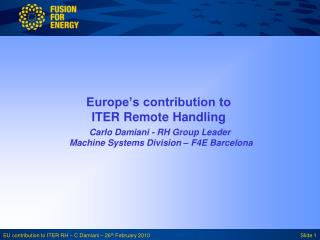 Europe’s contribution to ITER Remote Handling