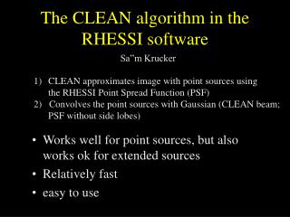 The CLEAN algorithm in the RHESSI software