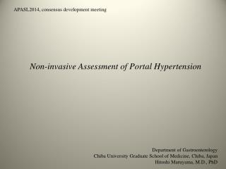 Non-invasive Assessment of Portal Hypertension