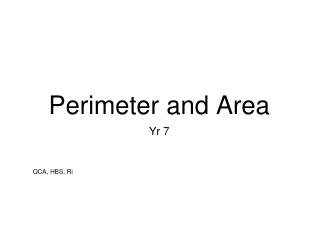 Perimeter and Area