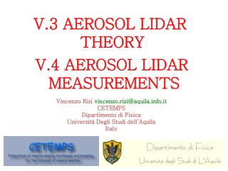 V.4 AEROSOL LIDAR MEASUREMENTS