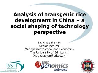 Analysis of transgenic rice development in China – a social shaping of technology perspective