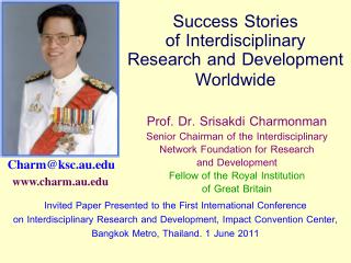 Success Stories of Interdisciplinary Research and Development Worldwide