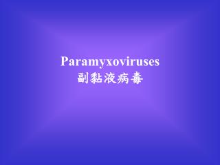 Paramyxoviruses 副黏液病毒