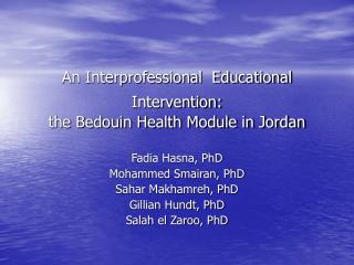 An Interprofessional Educational Intervention: the Bedouin Health Module in Jordan