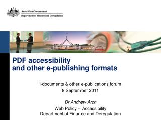 PDF accessibility and other e-publishing formats