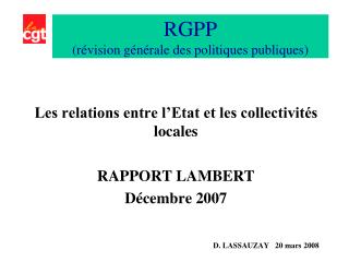 RGPP (révision générale des politiques publiques)