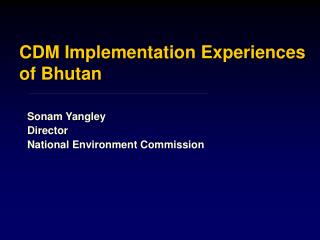 CDM Implementation Experiences of Bhutan