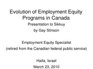 Evolution of Employment Equity Programs in Canada