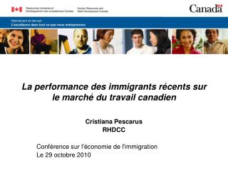 La performance des immigrants récents sur le marché du travail canadien