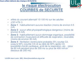 le risque électrocution COURBES de SECURITE