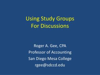 Using Study Groups For Discussions