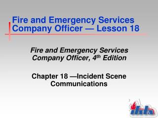 Fire and Emergency Services Company Officer — Lesson 18