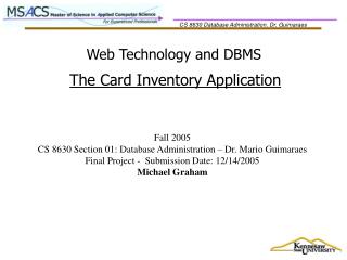 Web Technology and DBMS