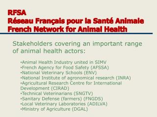 RFSA Réseau Français pour la Santé Animale French Network for Animal Health