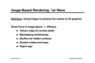 Image-Based Rendering: 1st Wave