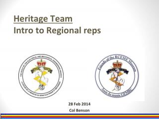 Heritage Team Intro to Regional reps