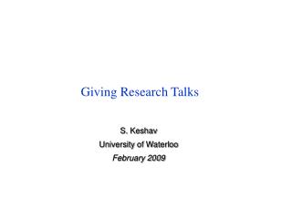 Giving Research Talks