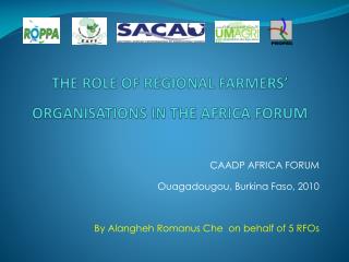 THE ROLE OF REGIONAL FARMERS’ ORGANISATIONS IN THE AFRICA FORUM