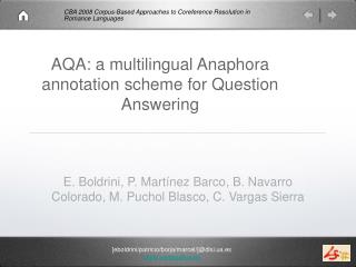 AQA: a multilingual Anaphora annotation scheme for Question Answering