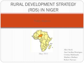 RURAL DEVELOPMENT STRATEGY (RDS) IN NIGER