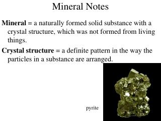Mineral Notes