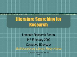 Literature Searching for Research