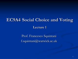 EC9A4 Social Choice and Voting Lecture 1