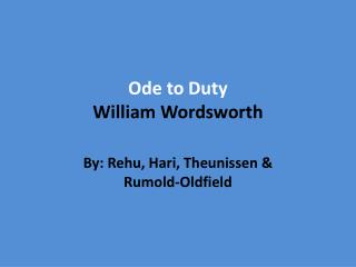 Ode to Duty William Wordsworth