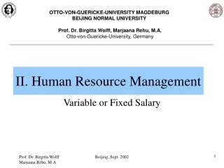II. Human Resource Management