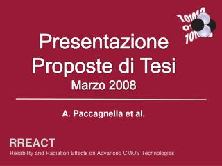 Presentazione Proposte di Tesi Marzo 2008
