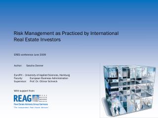 Risk Management as Practiced by International Real Estate Investors
