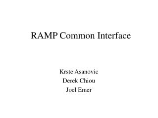 RAMP Common Interface