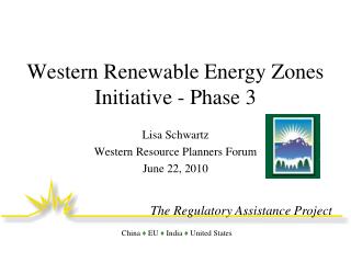 Western Renewable Energy Zones Initiative - Phase 3