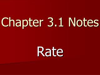 Chapter 3.1 Notes