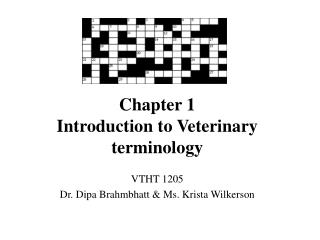 Chapter 1 Introduction to Veterinary terminology